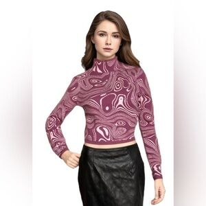 RVCA Apres Cropped Mock-Neck Waffled Sweater